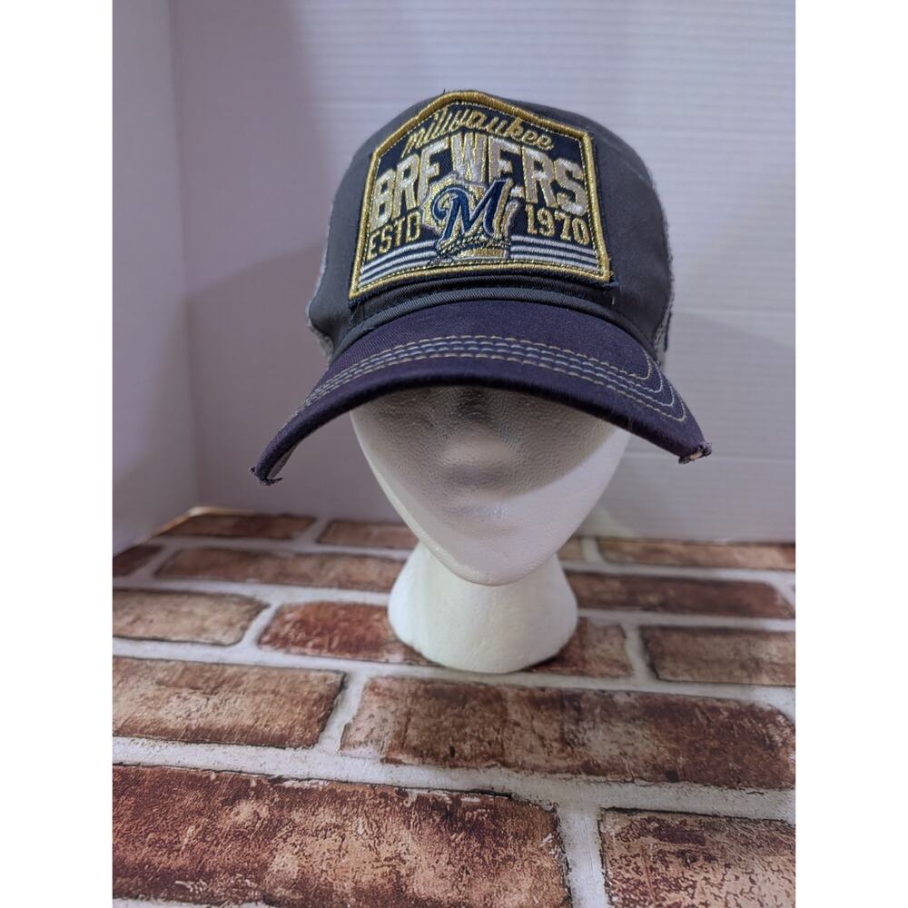 New Era 9FORTY Milwaukee Brewers Trucker Baseball Hat Cap Adjustable Snapback